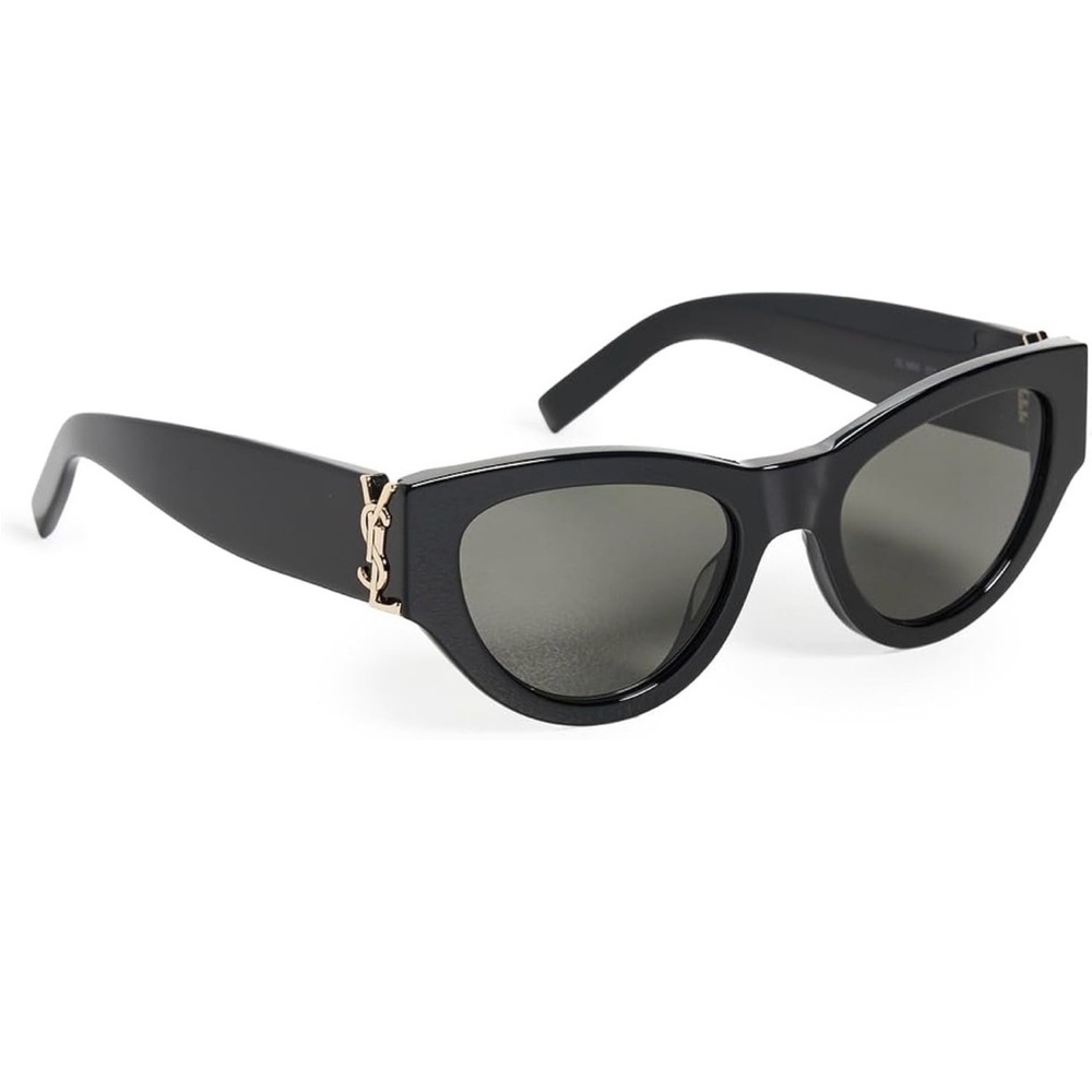 Saint Laurent Black Cat-Eye Sunglasses with Gold Logo